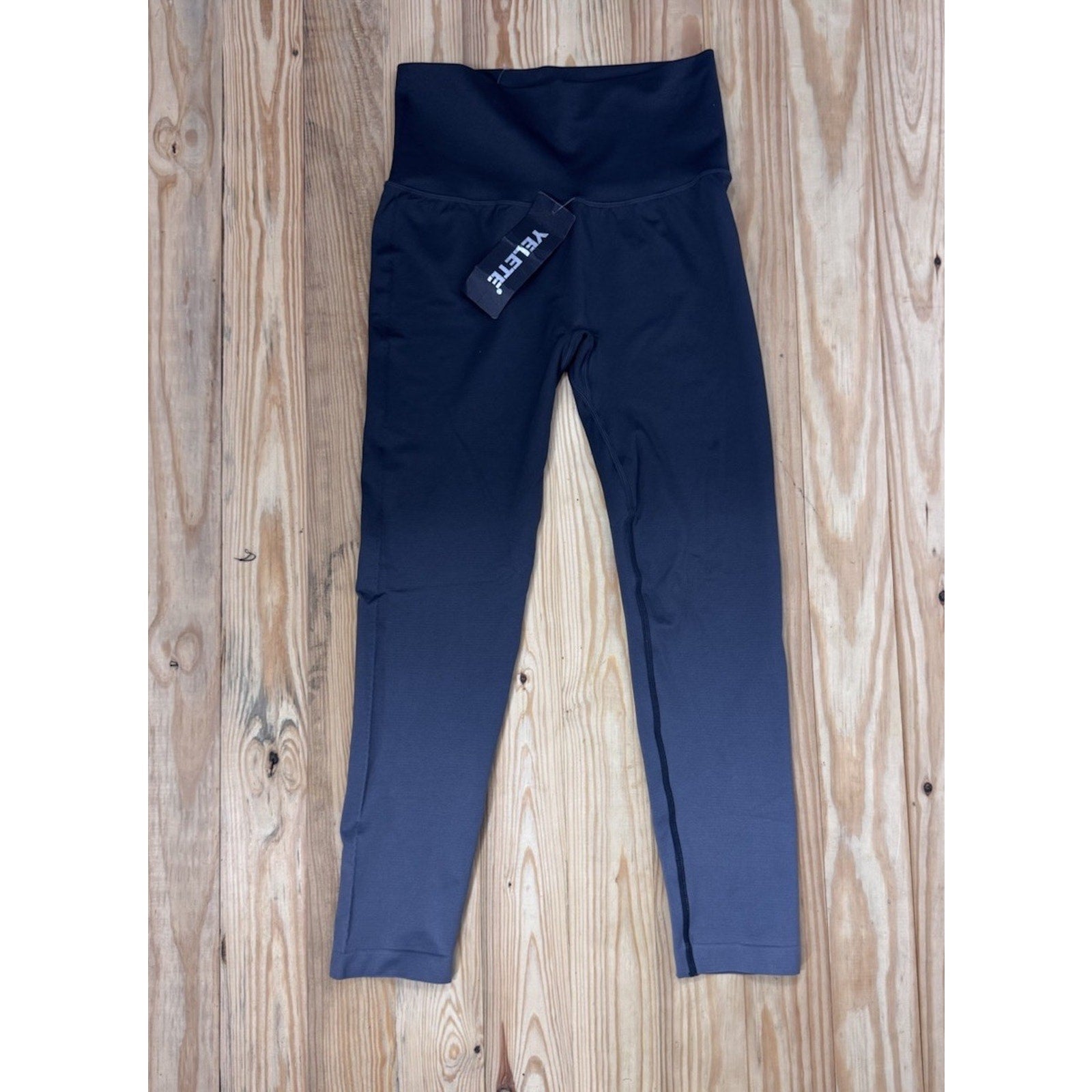 Yelete Womens Buttery Soft Leggings Pants Black Gray Ombré Stretch Size Large