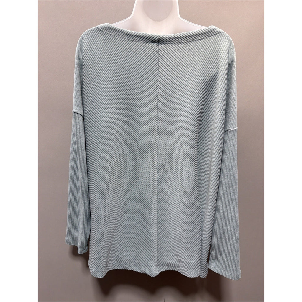 Womens 2X Plus Ava & Viv Oversized Ribbed Knit Light Green Shirt - Size 2X