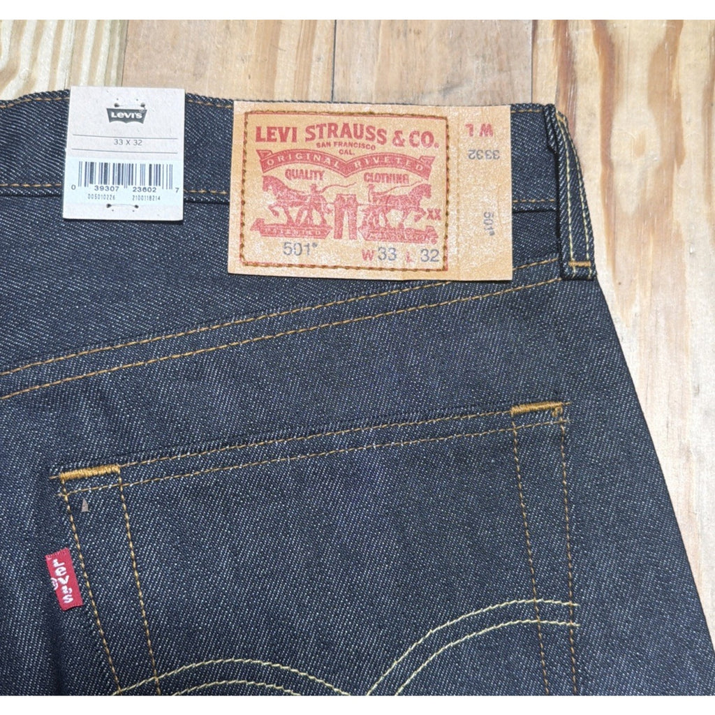 Levis 501 Original Shrink To Fit Button Fly Jeans Rigid Black Size 33x32 NWT