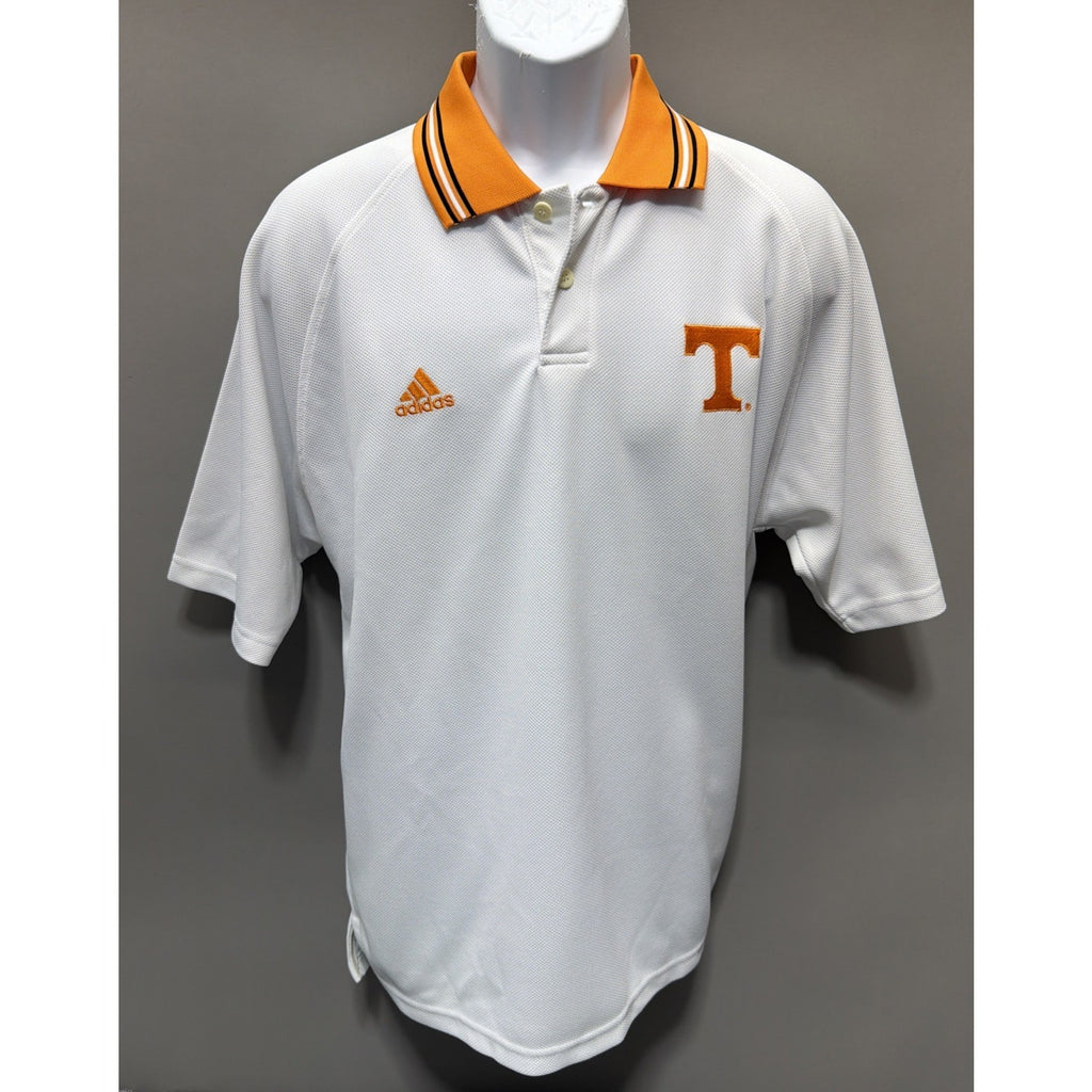 Tennessee Volunteers Adidas Climalite Polo Shirt Mens Large White Embroidered