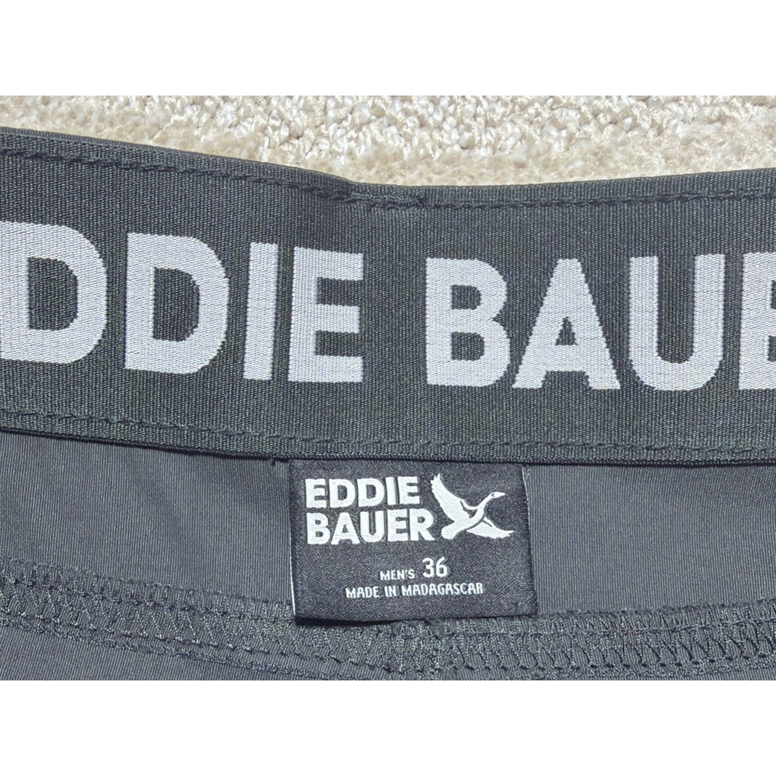 EDDIE BAUER Shorts Mens 36 x 10 Storm Gray Rainer Hiking Outdoor Nylon