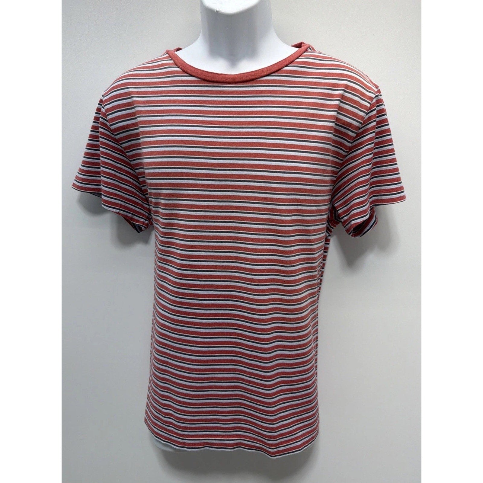 Vtg Polo by Ralph Lauren Men TShirt L Orange Stripe Short Sleeve