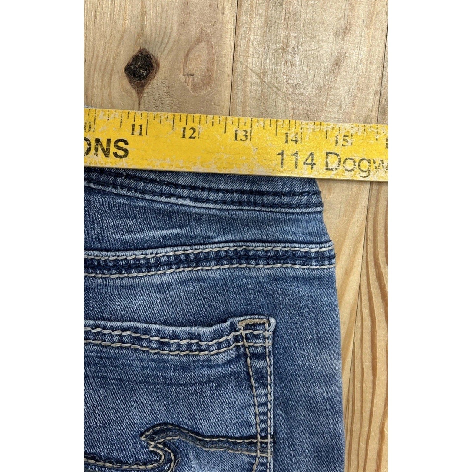 Silver Girlfriend Jeans Womens 27/29 Blue Super Stretch Distressed Denim