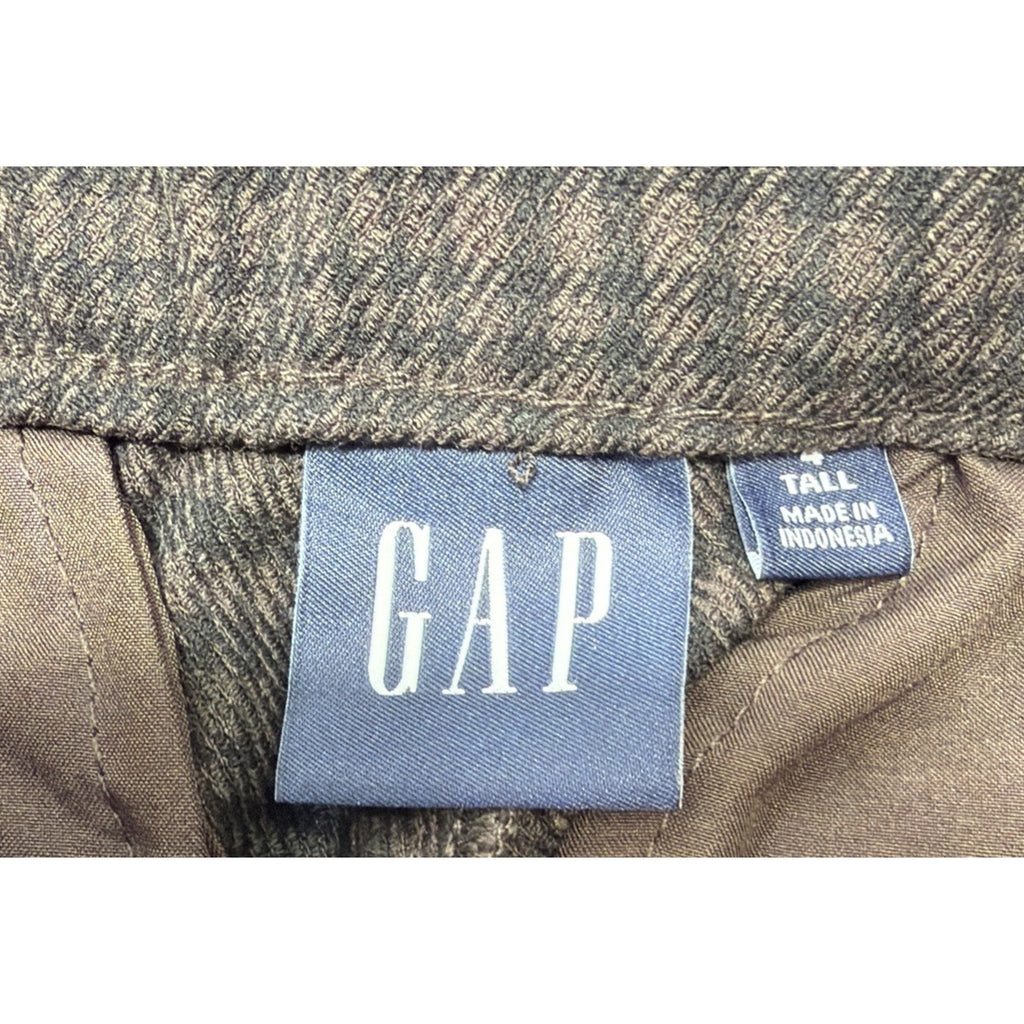 Gap High Rise Wide Leg Pants Black Plaid Womens 4 Long Twill Stretch Trouser NWT