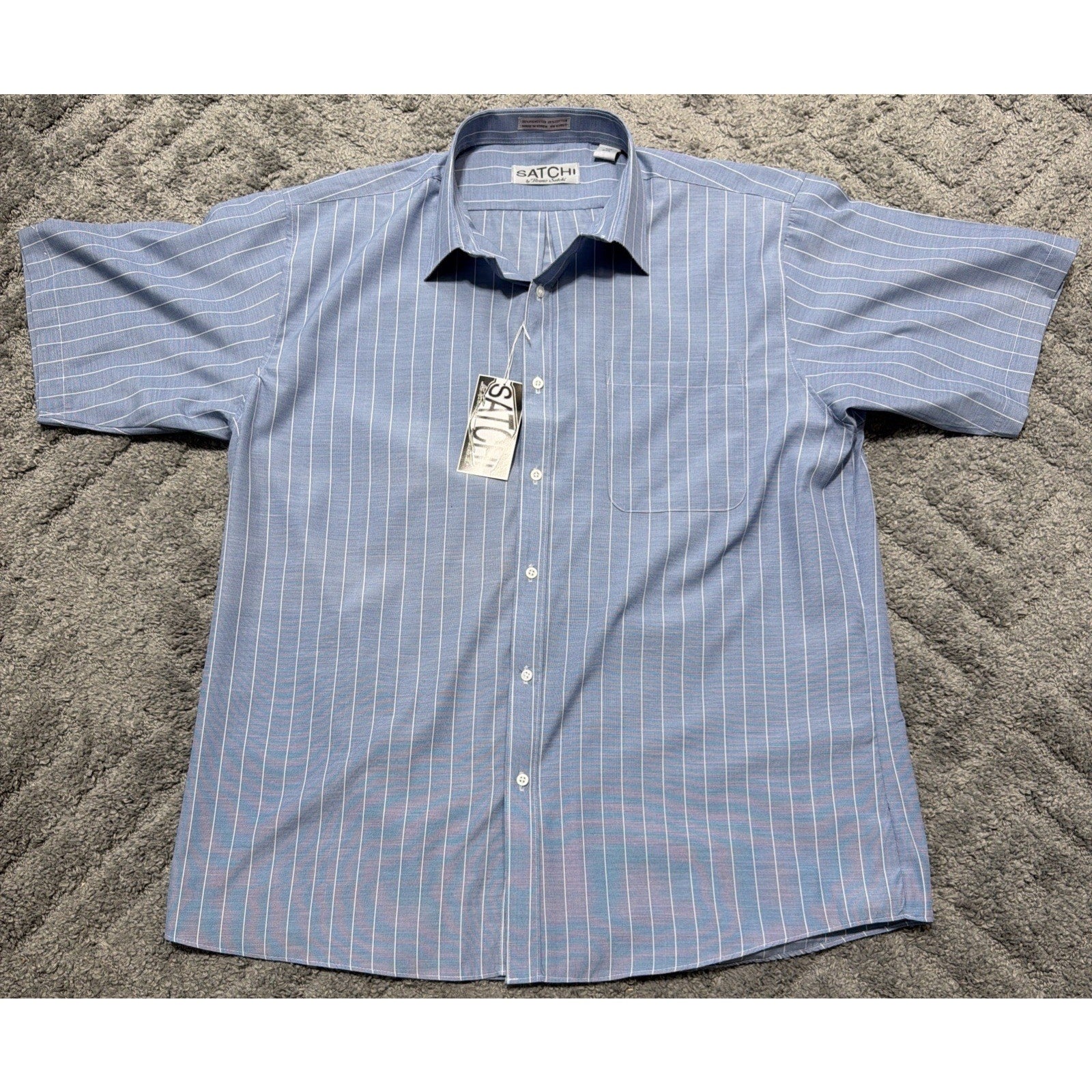 SATCHI Bruno Satchi Men's Striped Short Sleeve Dress Shirt Size 2XL New