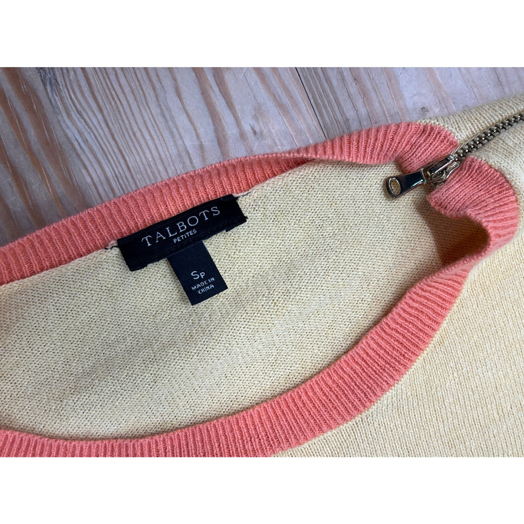 Talbots Petites Women's Small Petite Yellow Crewneck Pullover Sweater Angora