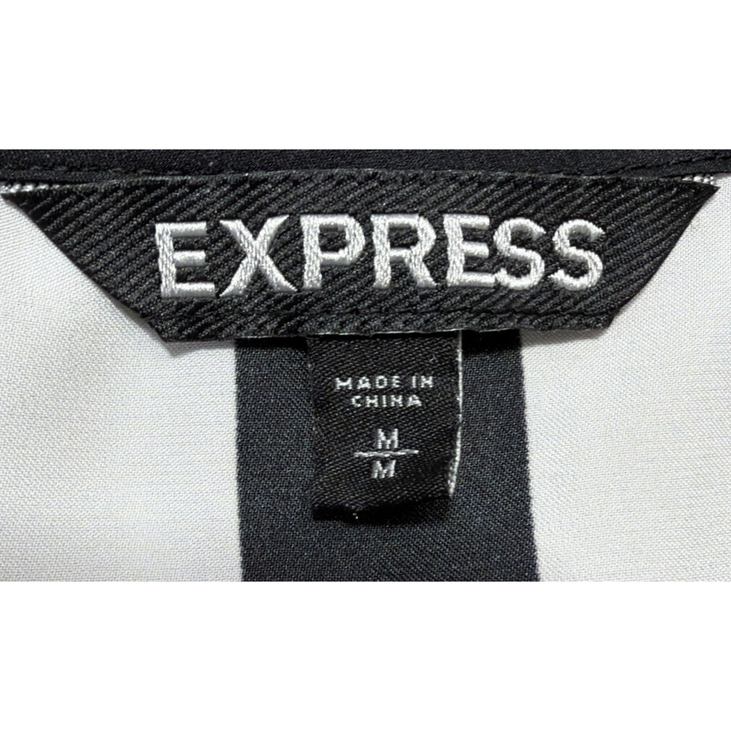Express Women's Black And White Short Sleeve Shirt Blouse stripes Size Medium
