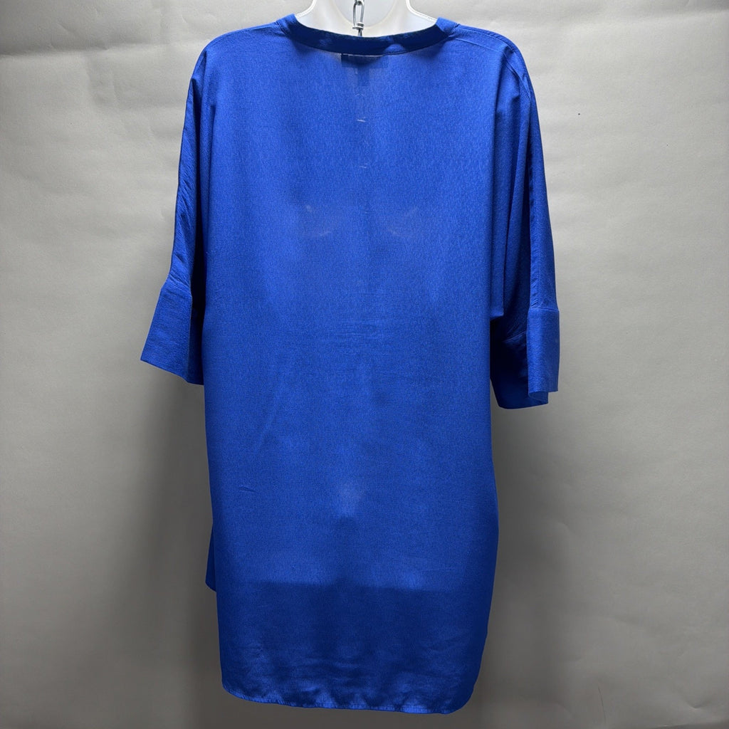 Banana Republic Tunic Oversized Hidden Button Royal Blue Top Womens Sz S Tall