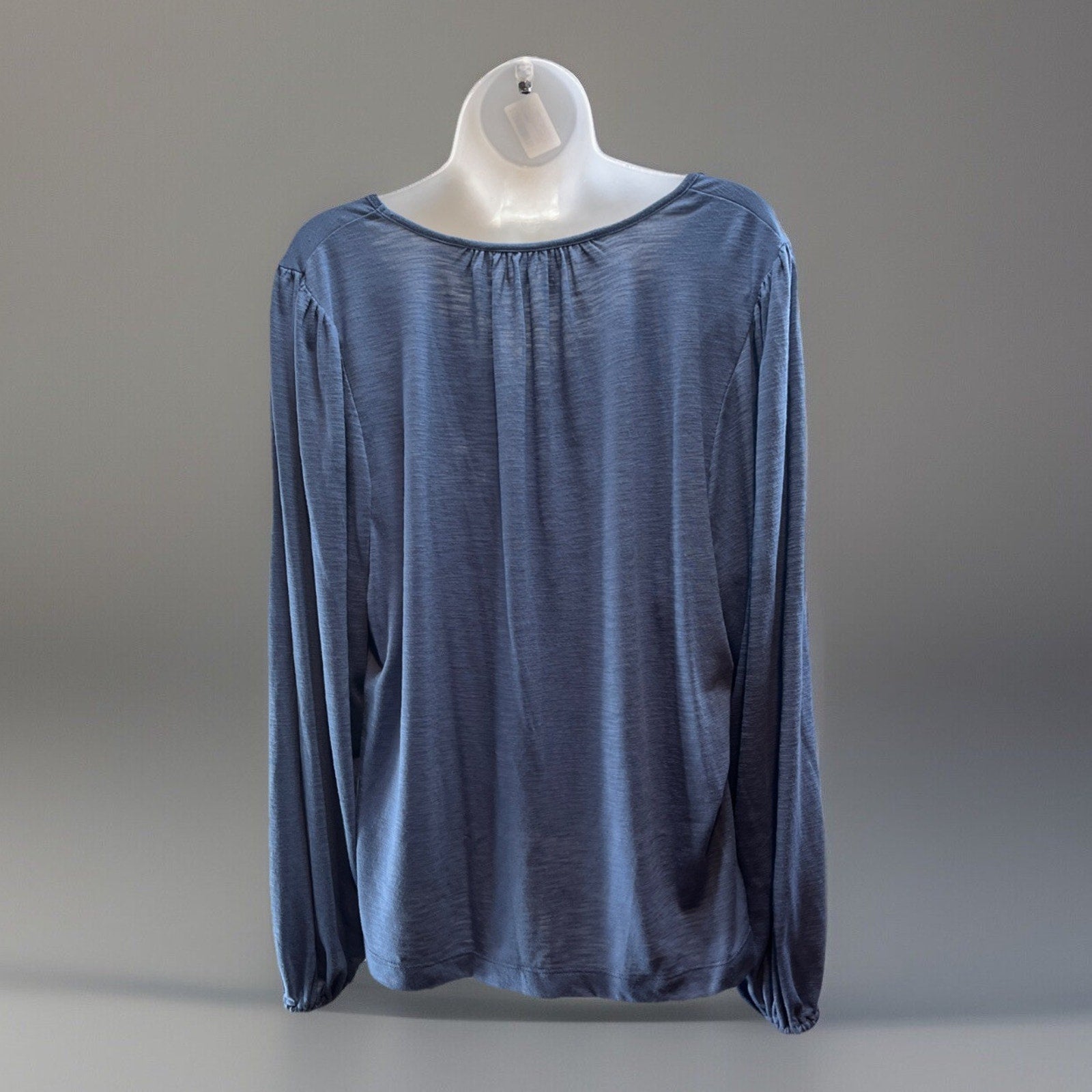 Gap Women's V-Neck Top T-Shirt Elastic Wrist Long Sleeve Blue XL