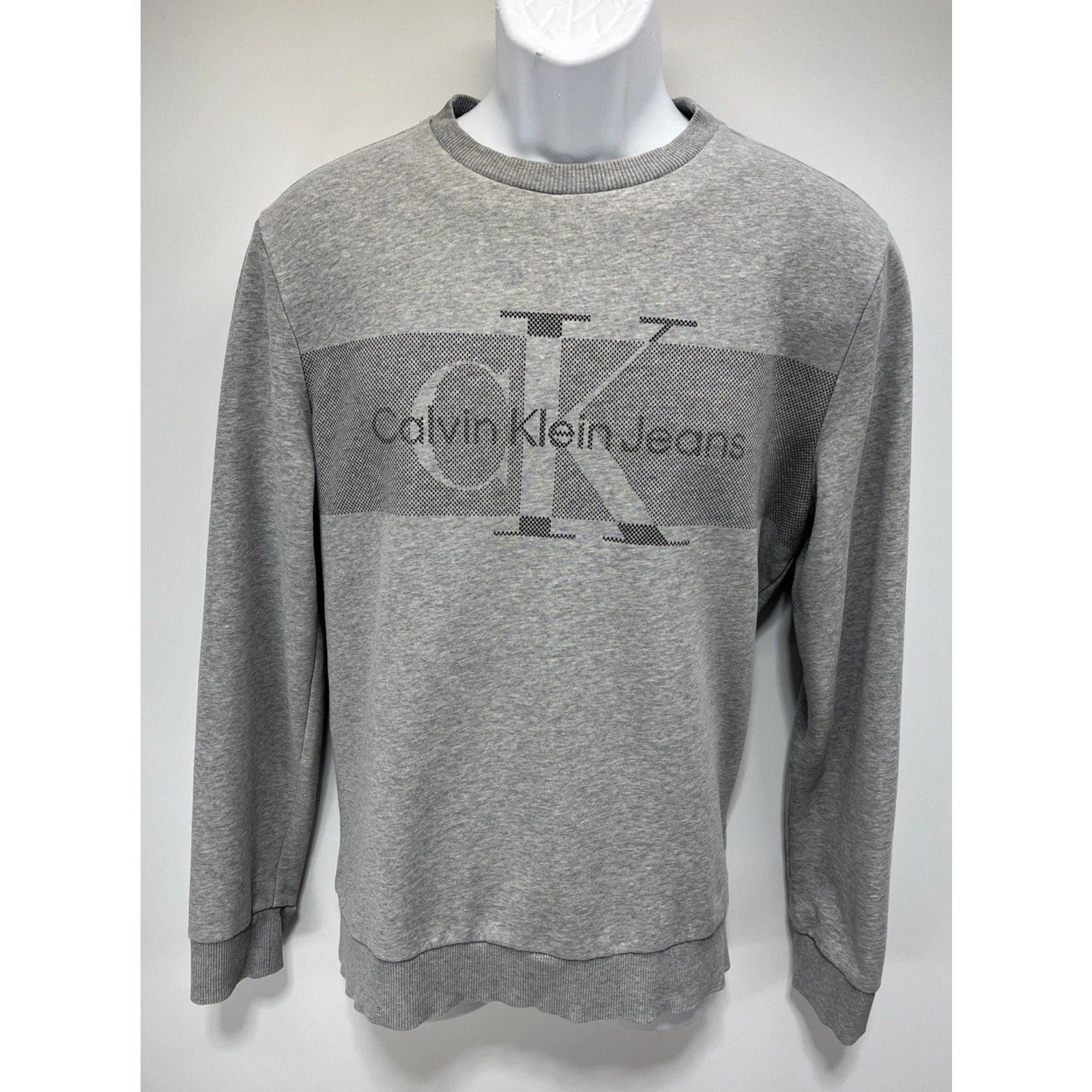 CALVIN KLEIN MENS GRAY FLEECE CREW NECK LONG SLEEVE SWEATSHIRT SIZE L