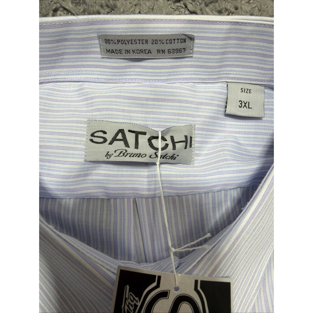 SATCHI Bruno Satchi Men's Striped Short Sleeve Dress Shirt Size 3XL New