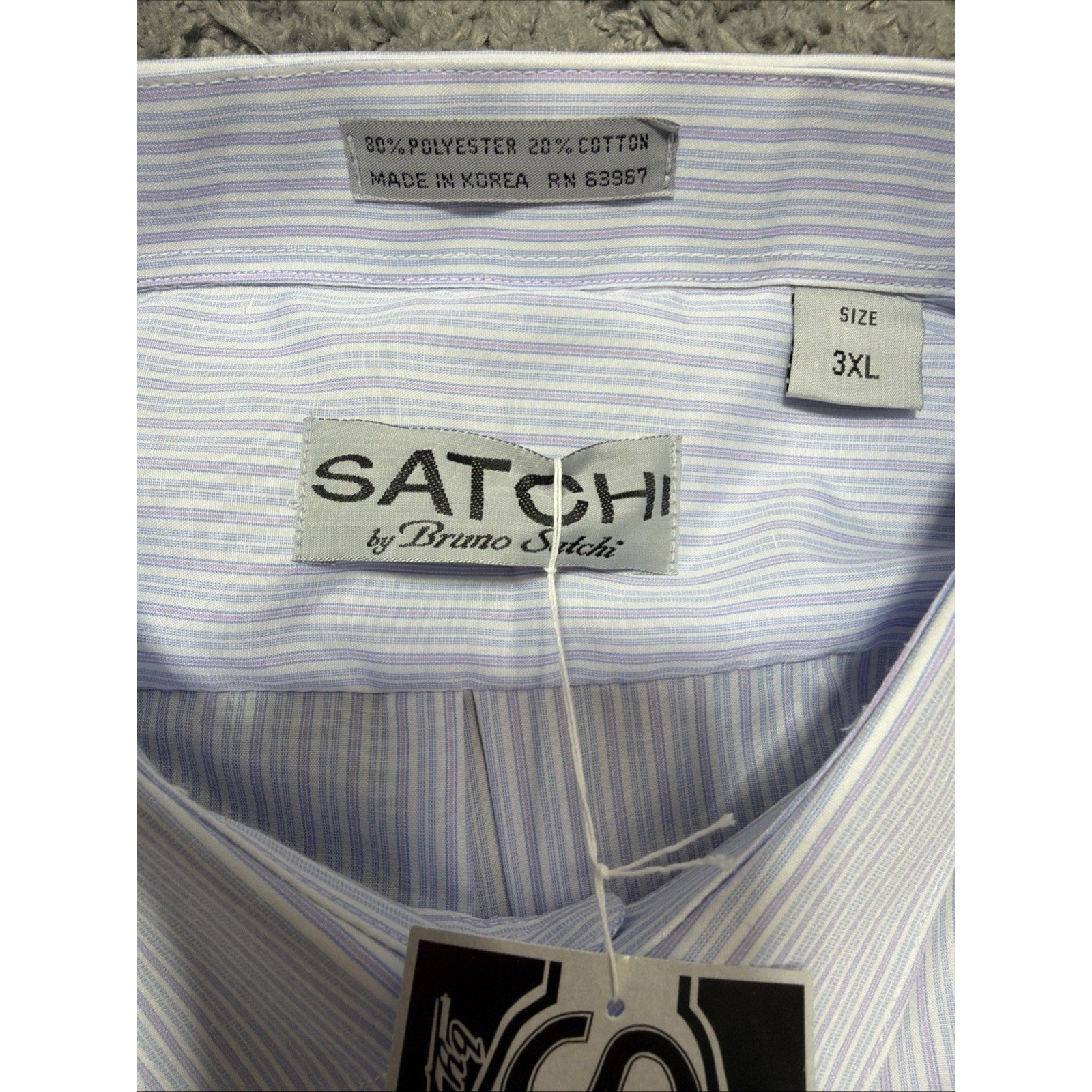 SATCHI Bruno Satchi Men's Striped Short Sleeve Dress Shirt Size 3XL New
