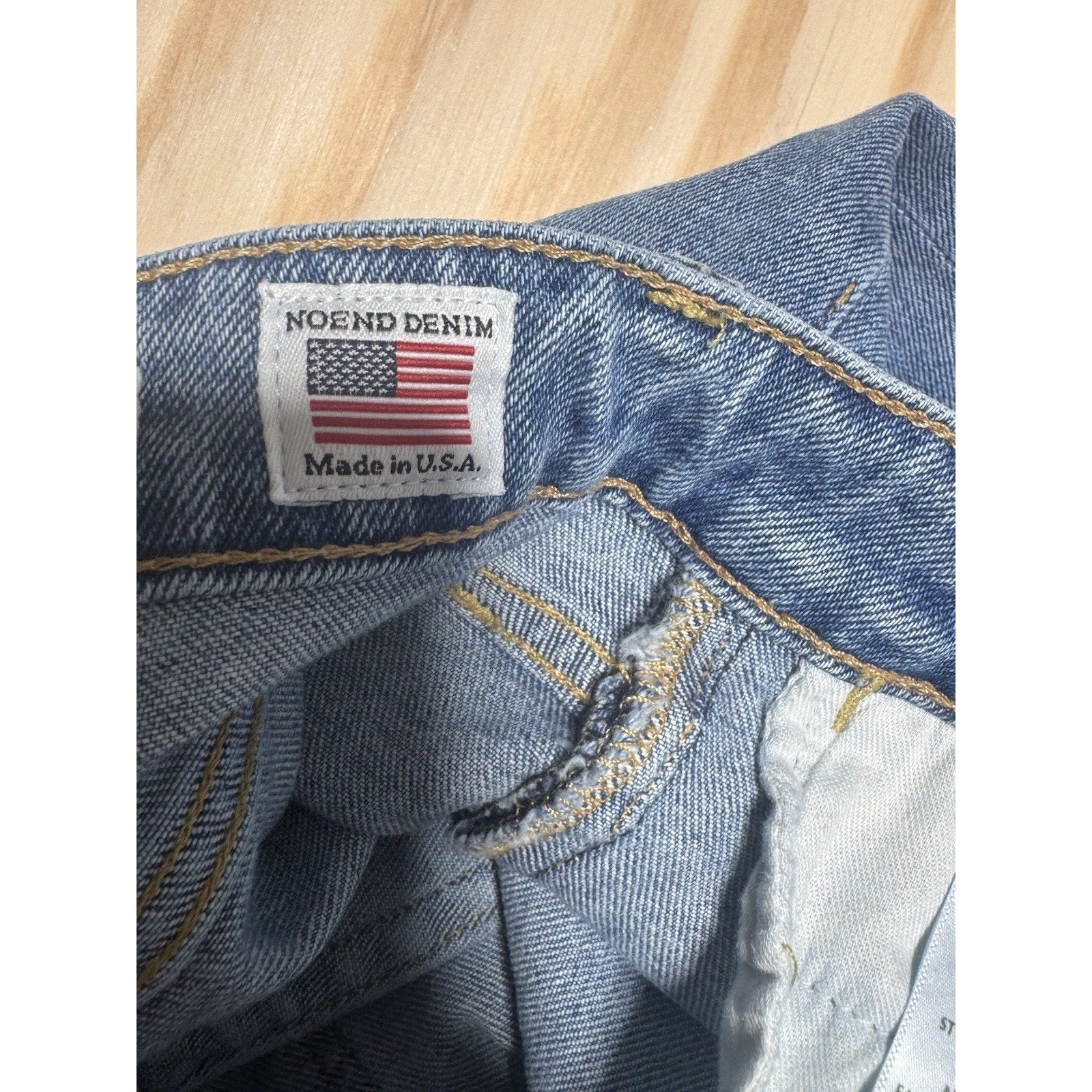 NOEND Denim Wide Leg Crop Jeans Women’s 30 Blue High Rise Distressed Stretch USA