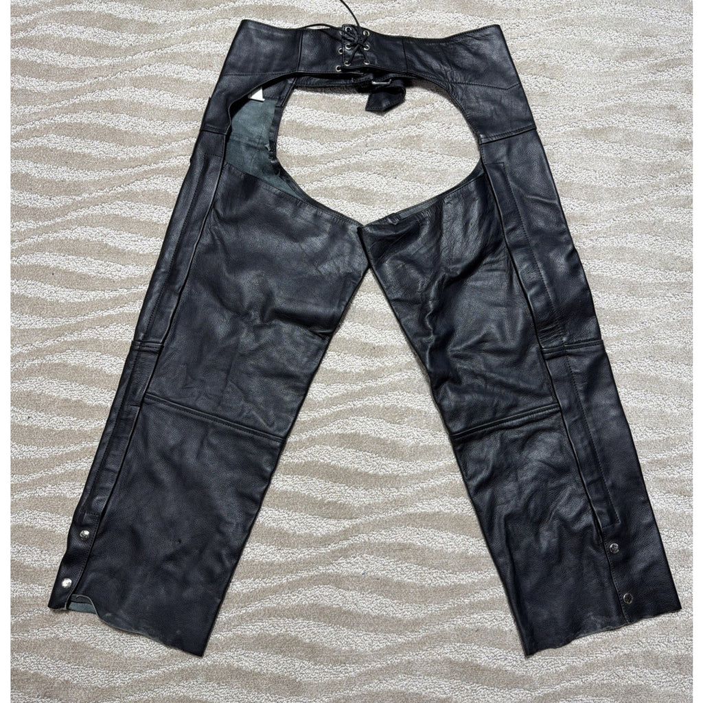 River Road Biker Pants 2XL Black Leather Riding Motorcycle Chaps Unisex