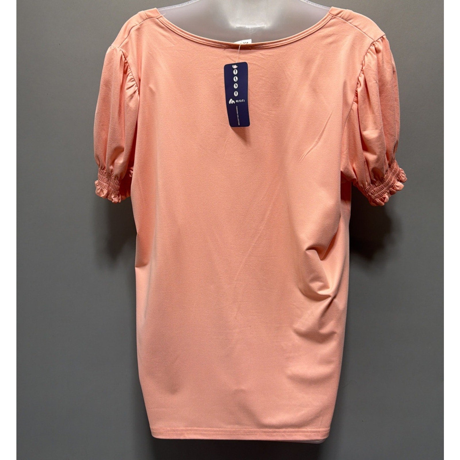 Misifi Coral Square Neck Puff Sleeve Top L Smocked Ruffle Cuff NWT