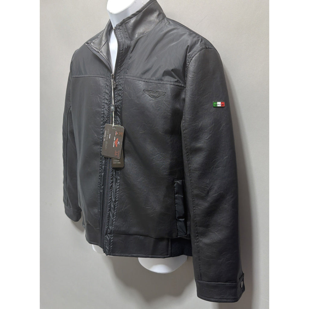 AC Luxury Collection Jacket Women Med Black Faux Leather Full Zip Made In Italy