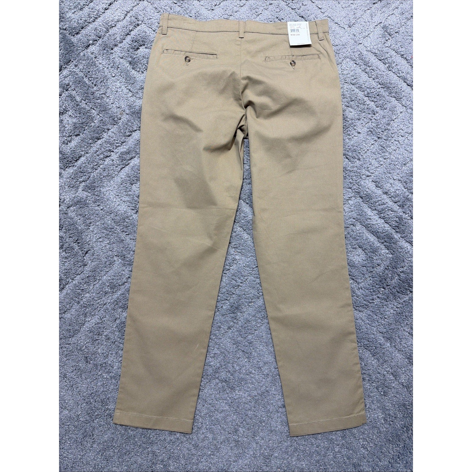 New Perry Ellis Pants Mens 36x32 Tan Slim Fit Flat Front Trousers