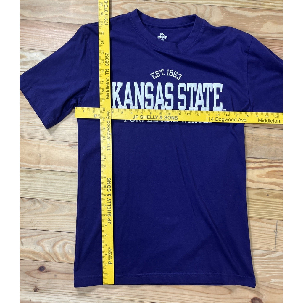 Knights Apparel Kansas State Wildcats Purple Embroidered Heavy Tee Shirt Size M