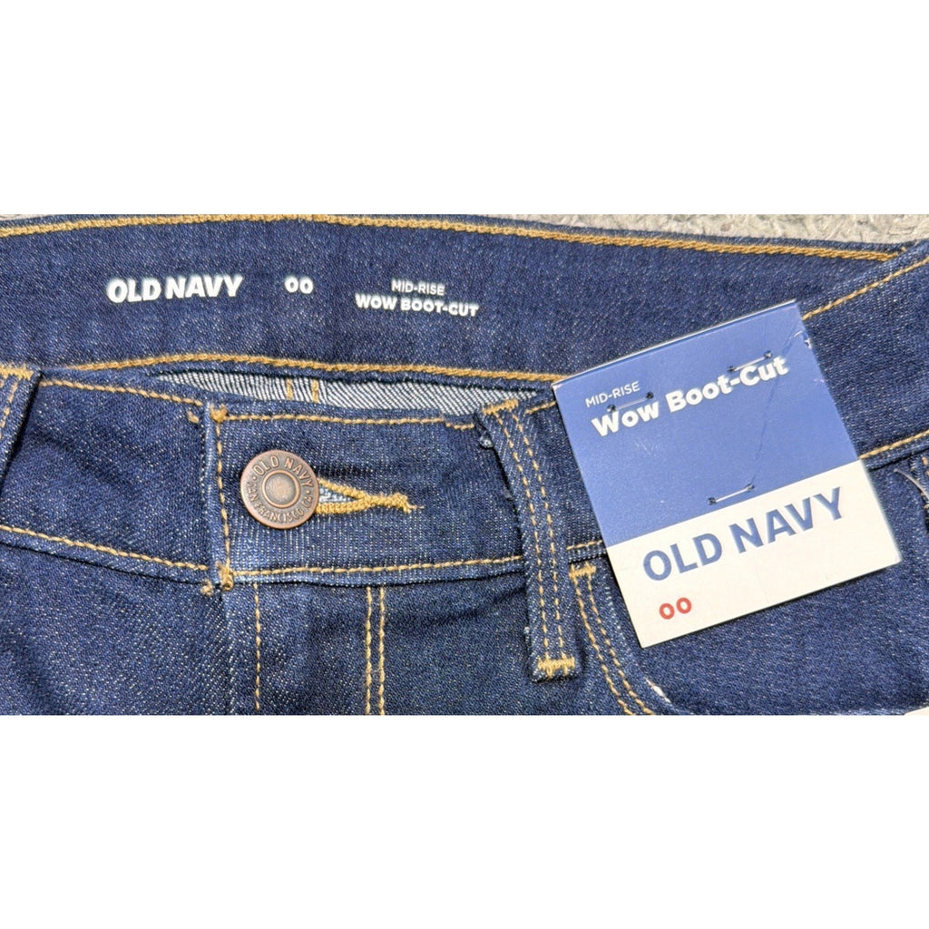 New Old Navy Jeans Women's 00 WOW Bootcut Mid Rise Stretch Denim 25x32