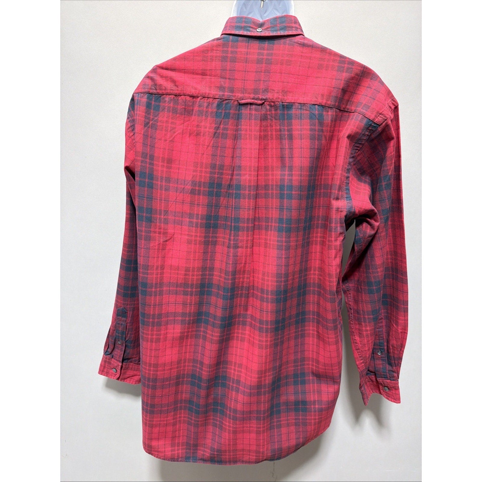 NAUTICA Mens Flannel Red Plaid Button Down Shirt Size L Tall Outdoor Casual New