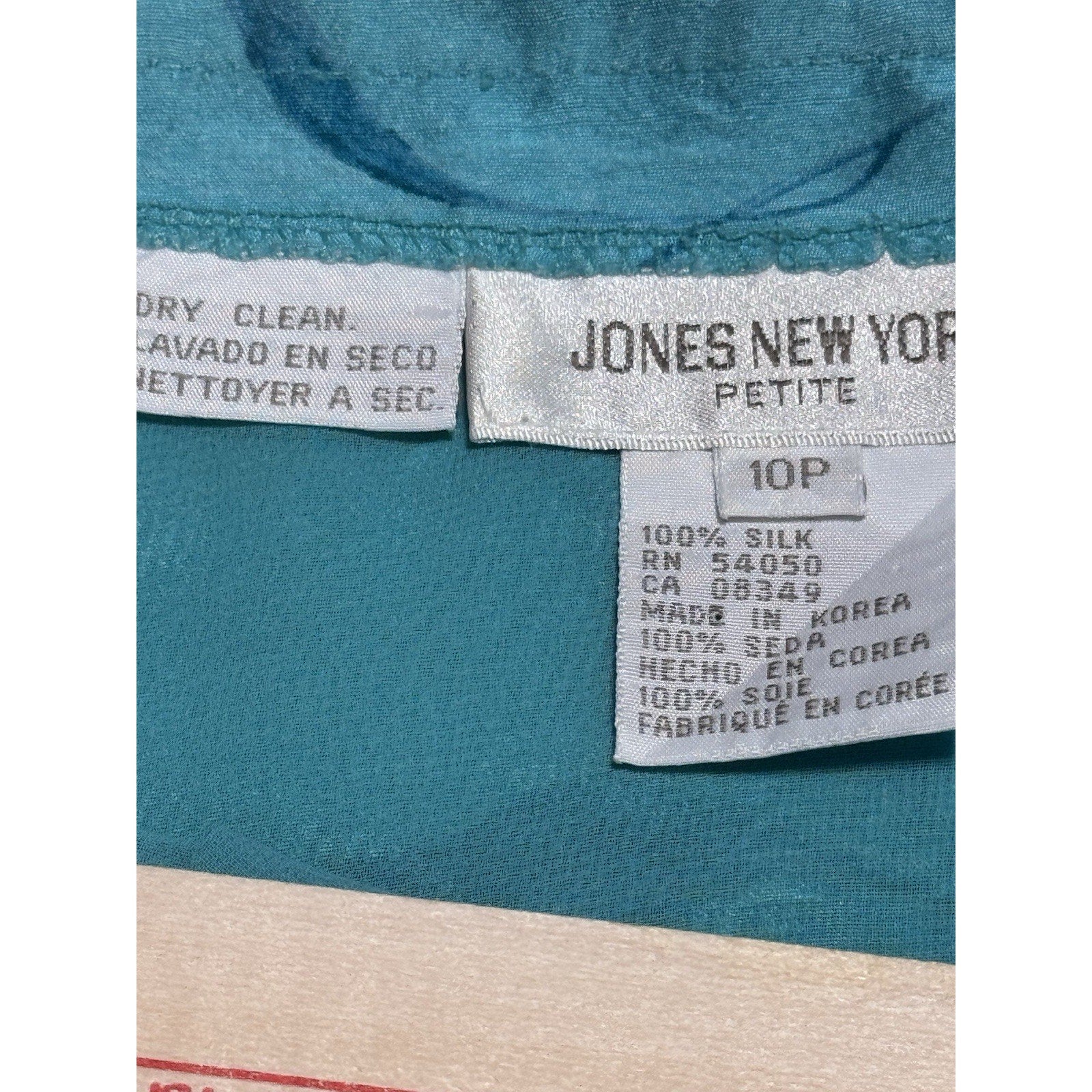 Jones New York Silk Skirt 10P Petite Blue Floral Midi Pencil Back Slit Lined