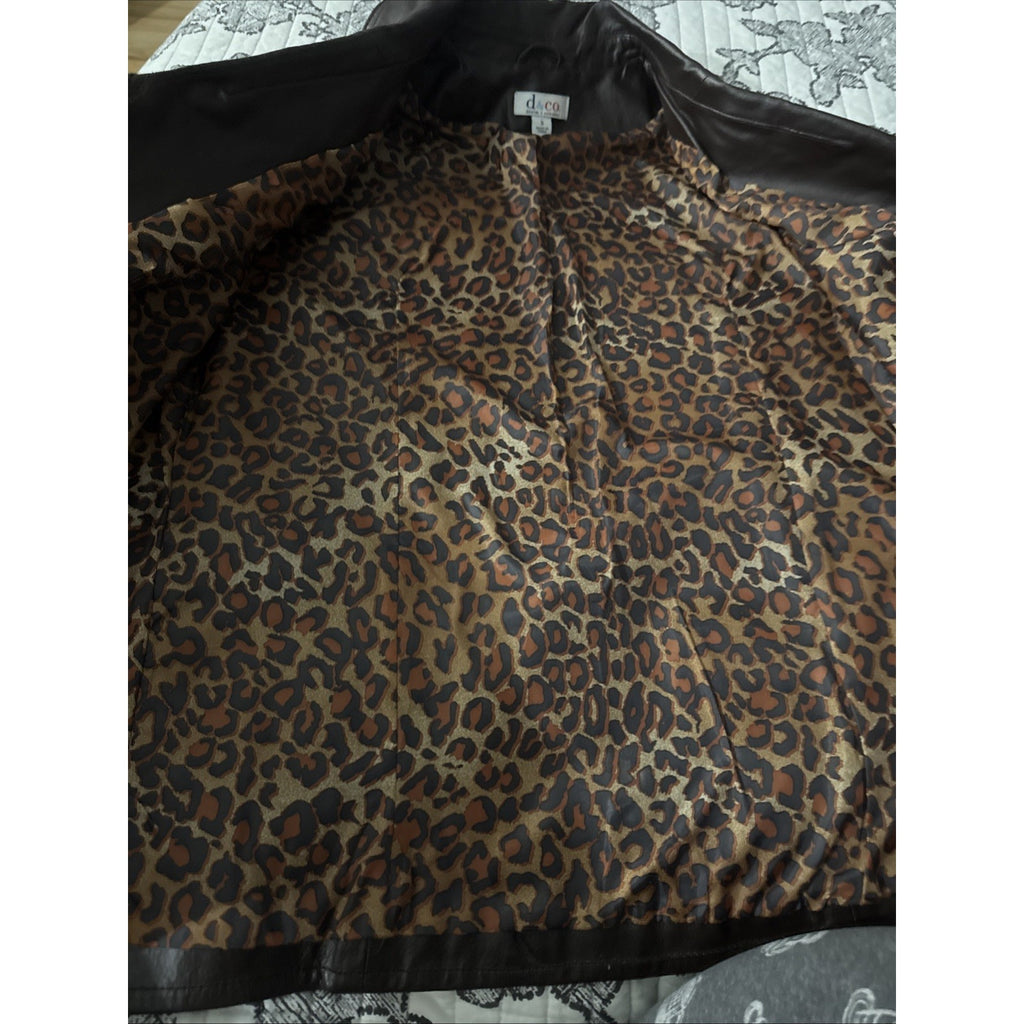 Denim & Co D&CO Leather Ladies Brown Motorcycle Jacket, Size S Style A201535,