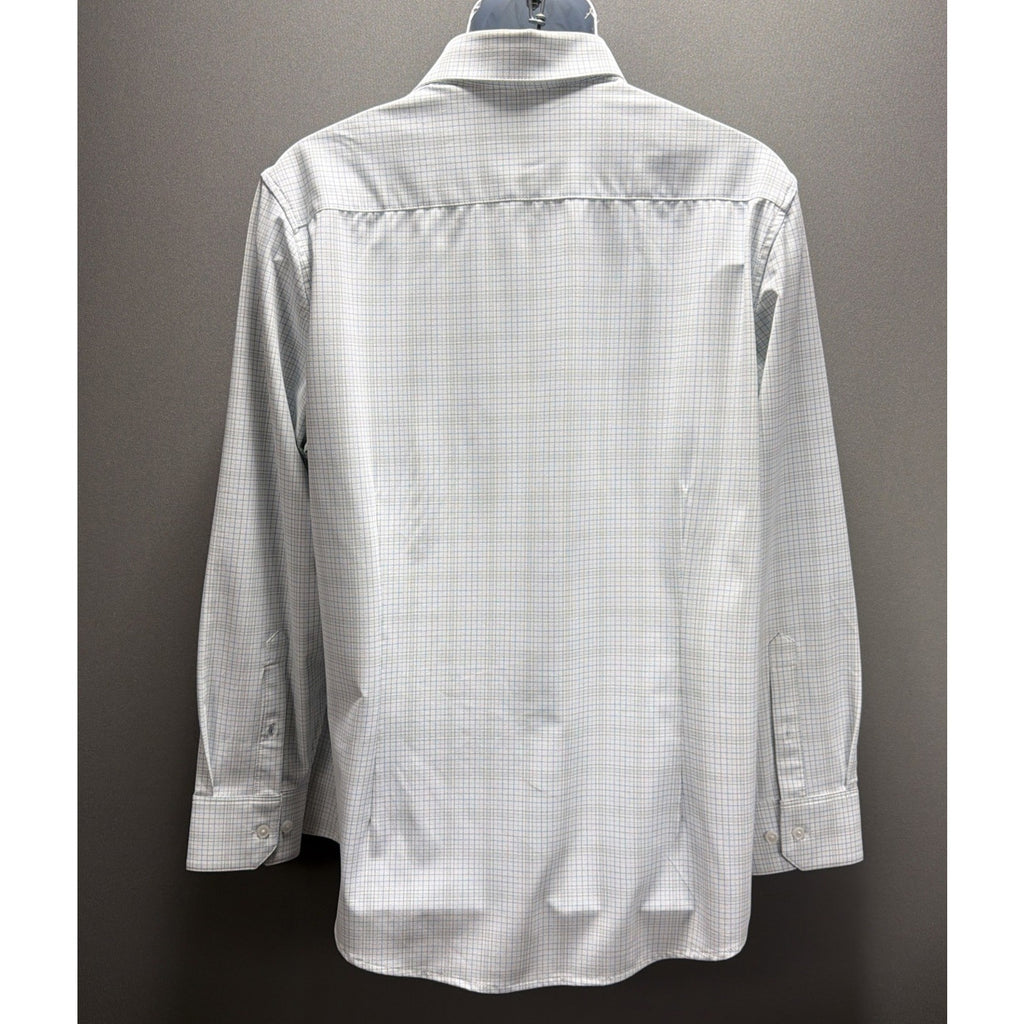 Mizzen+Main Leeward Classic Dress Shirt Men’s M White Blue Check Stretch