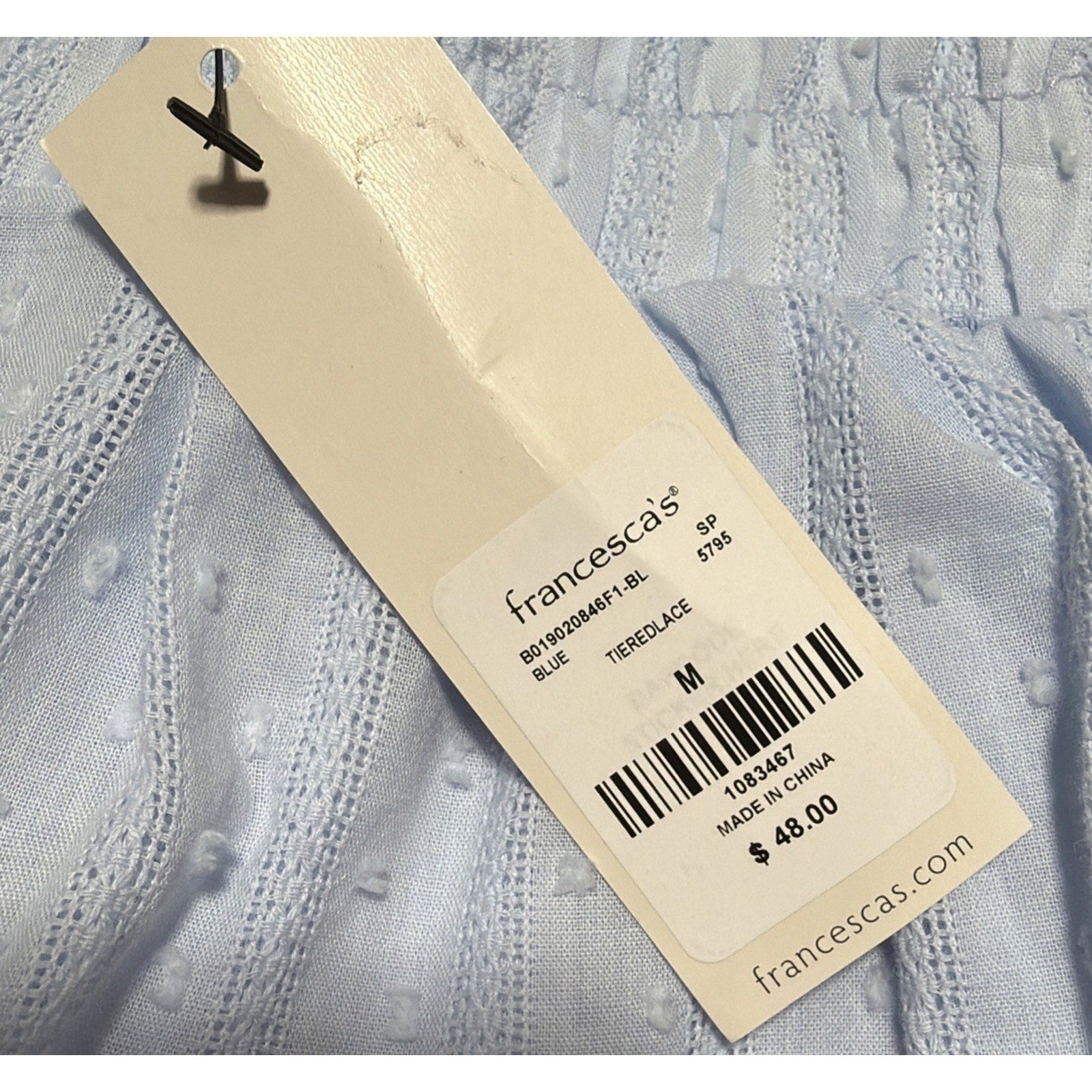 Francesca’s Connie Blue and White Tiered Lace Mini Skirt NWT, Women's Size M