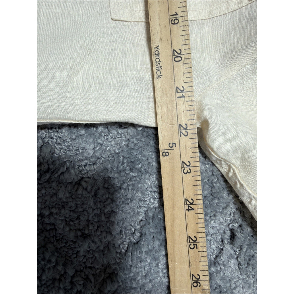 Rachel Zoe 100% Linen Long Sleeve Button Down Shirt Large Ivory Beachy Classic L