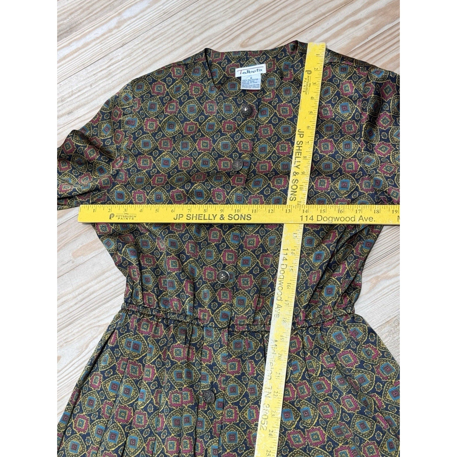 Vtg 90s Talbots Silky Satin Pleated Tailored Secretary Midi Day Dress Women’s 8