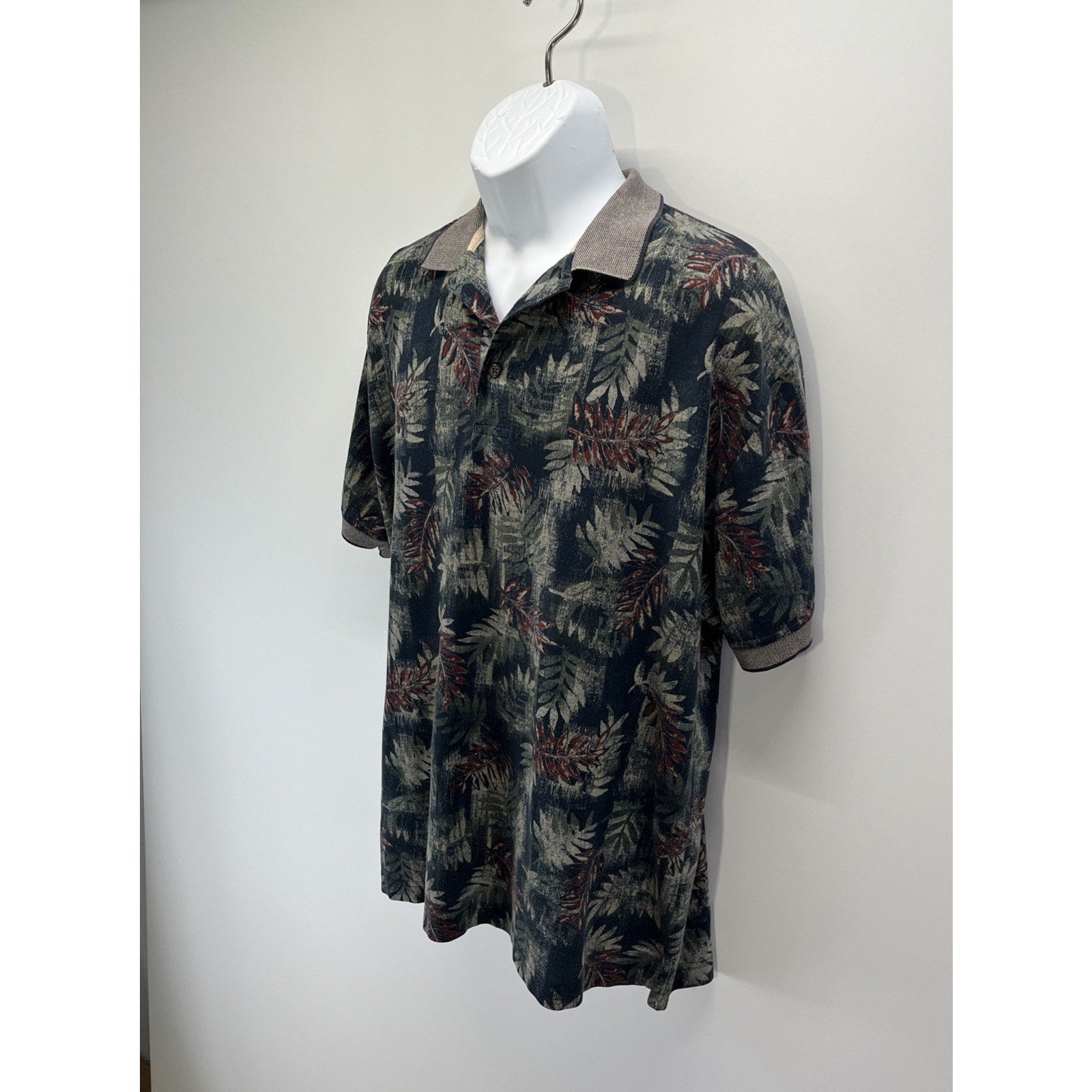 Vintage Y2K Keeler Bay Multicolored Knit Polo Dress Shirt Size Medium