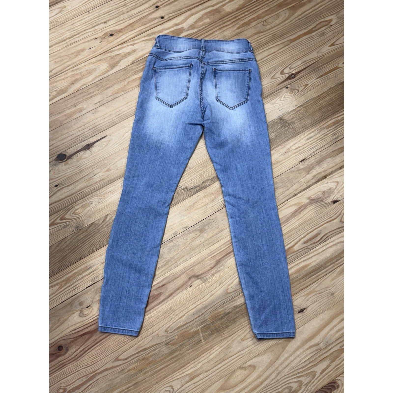 Cello Stretch Skinny Jeans Blue Denim Distress Ripped Ankle Pants Women’s Jr 5