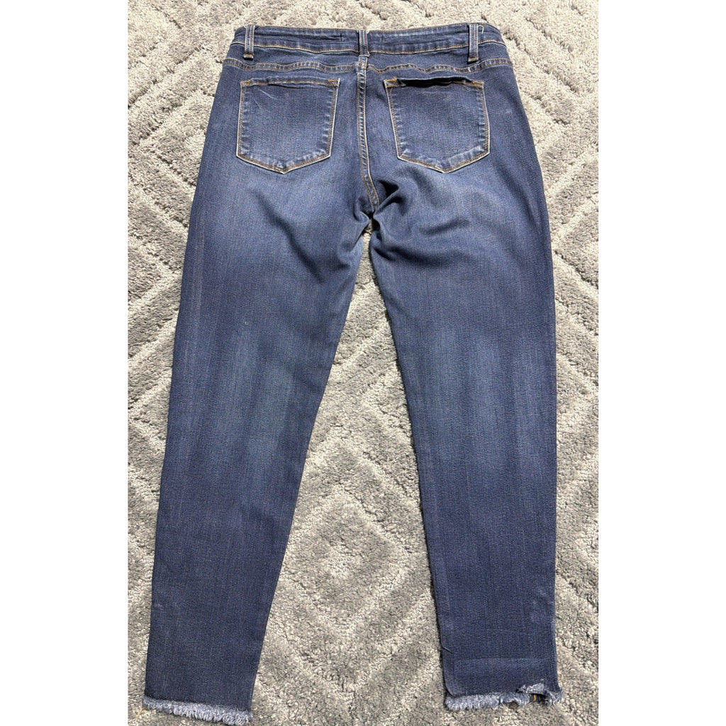 KanCan Jeans Womens 11/29Stretch Low Rise Med Wash Fade Raw Hem Zipped Ankle Zip