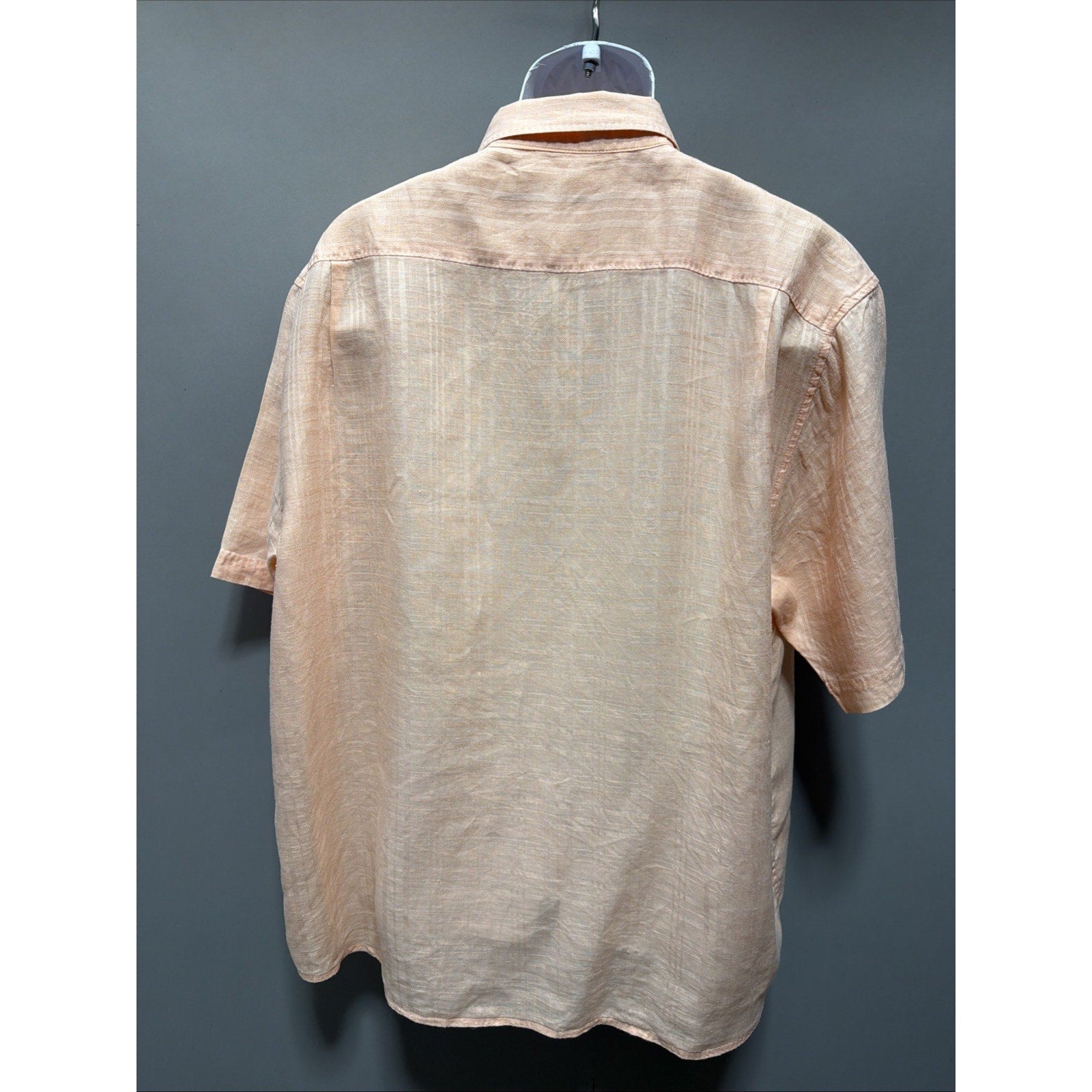 TOMMY BAHAMA Hawaiian Shirt Men XL Coral Short Sleeve 100% Linen