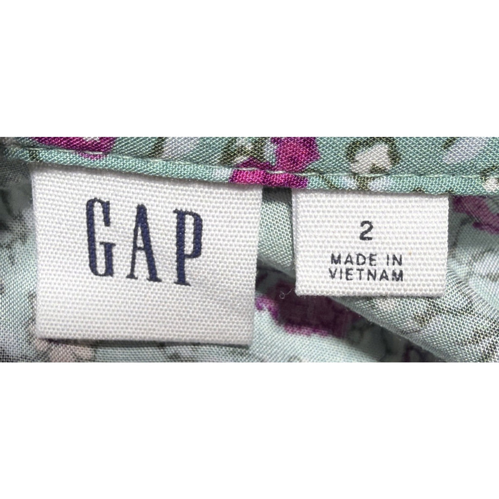 Gap Women’s Size 2 Green Purple Pink Floral Midi Skirt