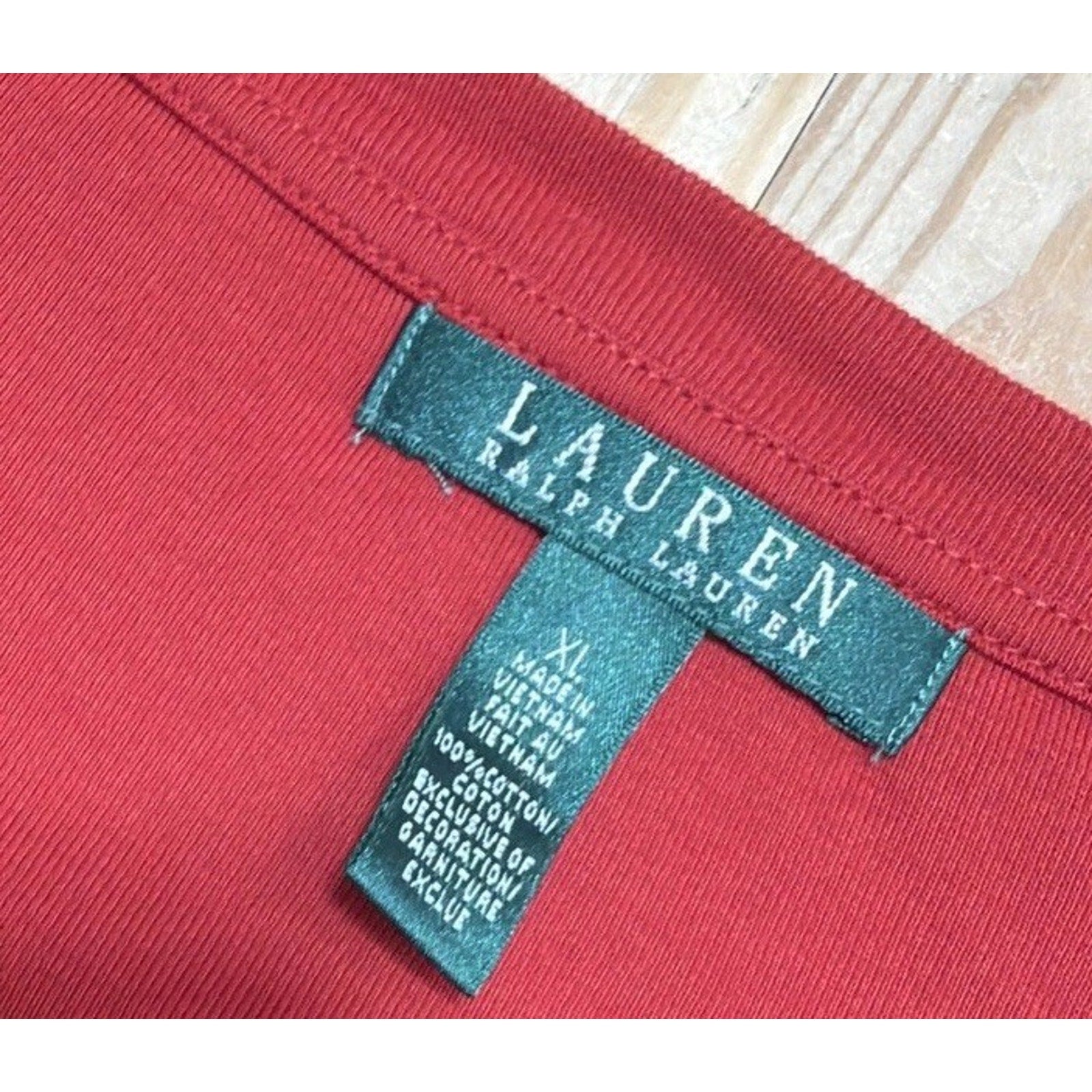 Lauren Ralph Lauren T-Shirt Womens Size XL Red Long Sleeve Shirt Cotton