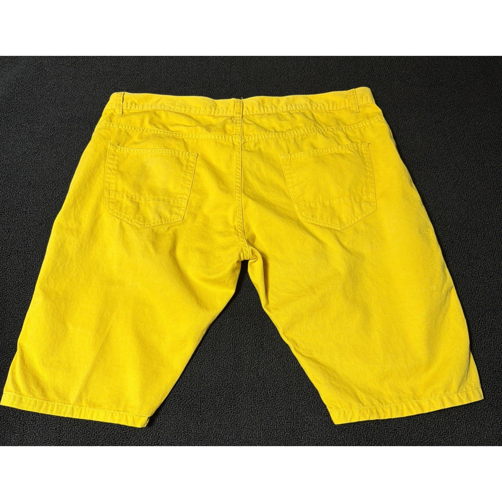 Focus Jeans Yellow Distressed Moto Denim Shorts Zip Streetwear Ripped Men 44
