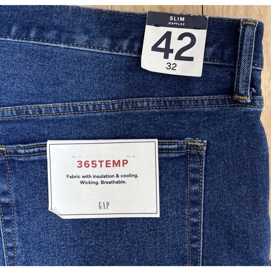 Gap Men's 365 Temp Slim Straight Performance Jeans Size 42x32 NWT