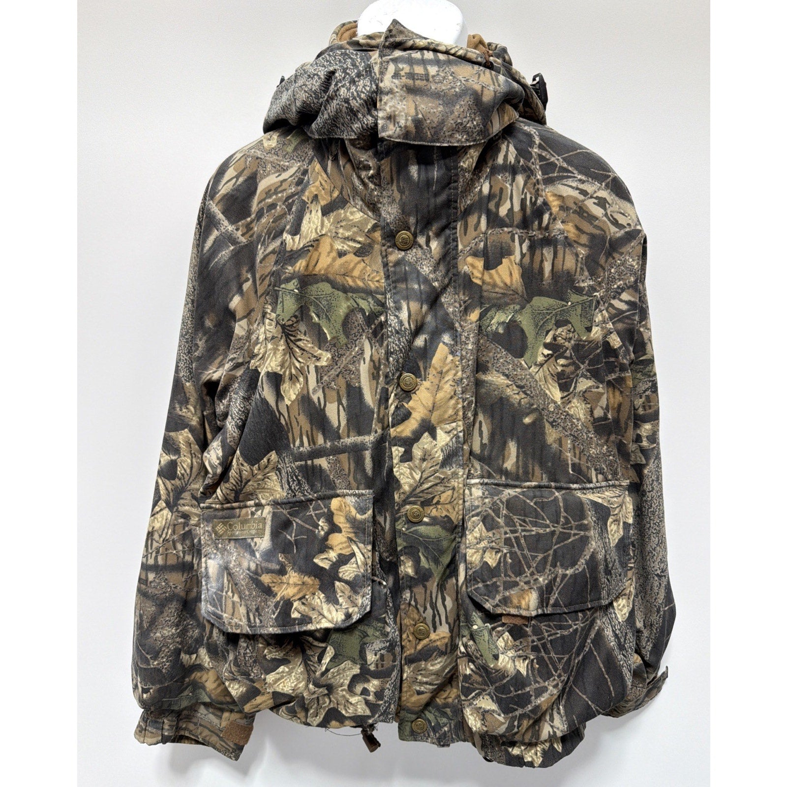 Vtg Columbia Jacket Men M Camo Camouflage Hunting Mossy Oak Breakup