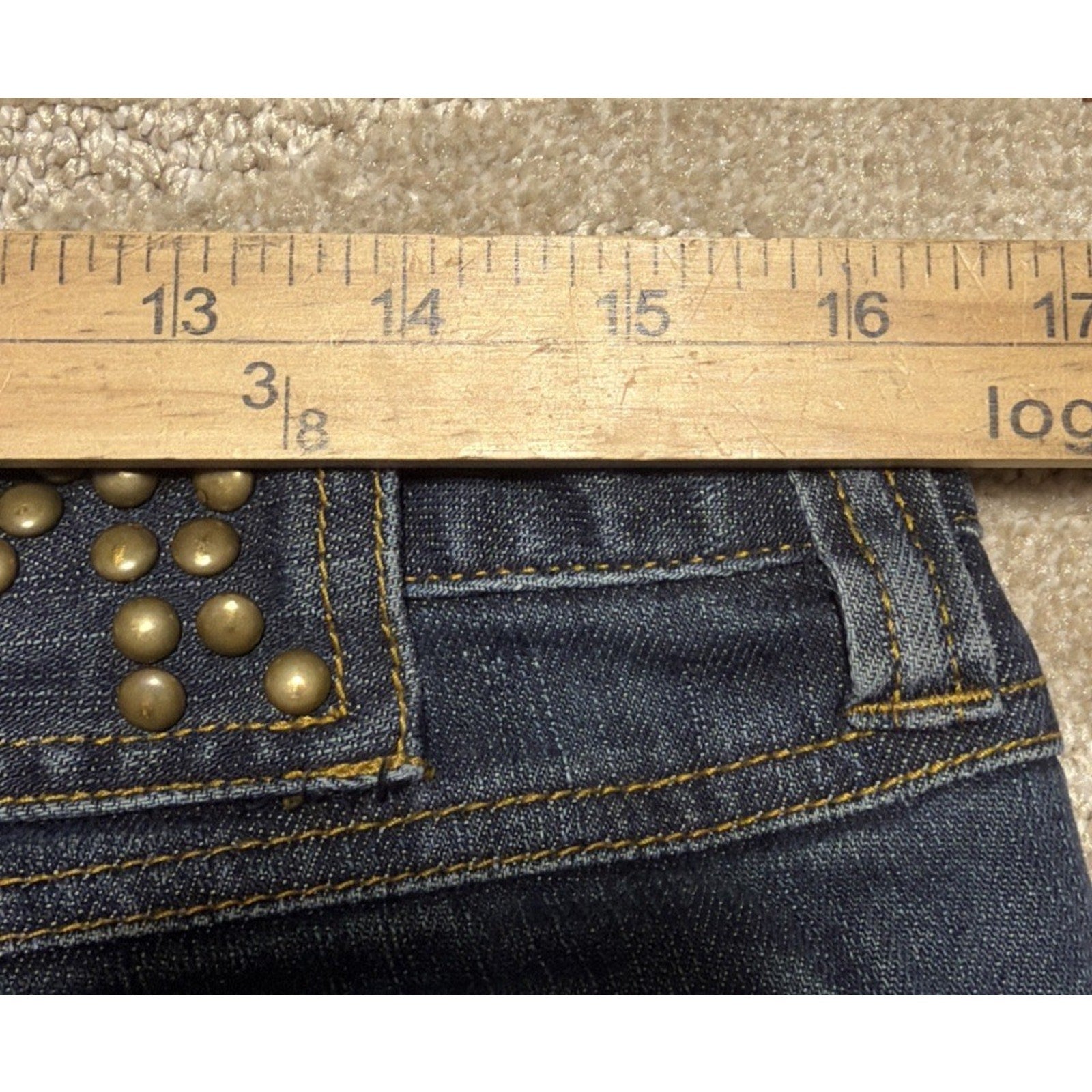 Michael Kors Y2K Studded Flap Pocket Denim Blue Jeans Bootcut Women’s 10 Stretch
