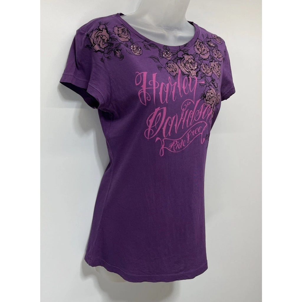 Harley Davidson Bagram Air Base Afghanistan T-Shirt Rhinestone Purple S 2015