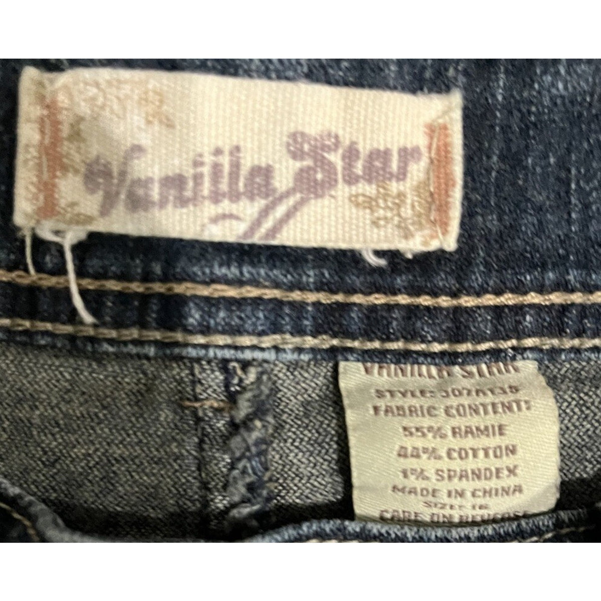 Leopard Pocket Women's Juniors Vanilla Star Jeans Denim Size 5 Distressed
