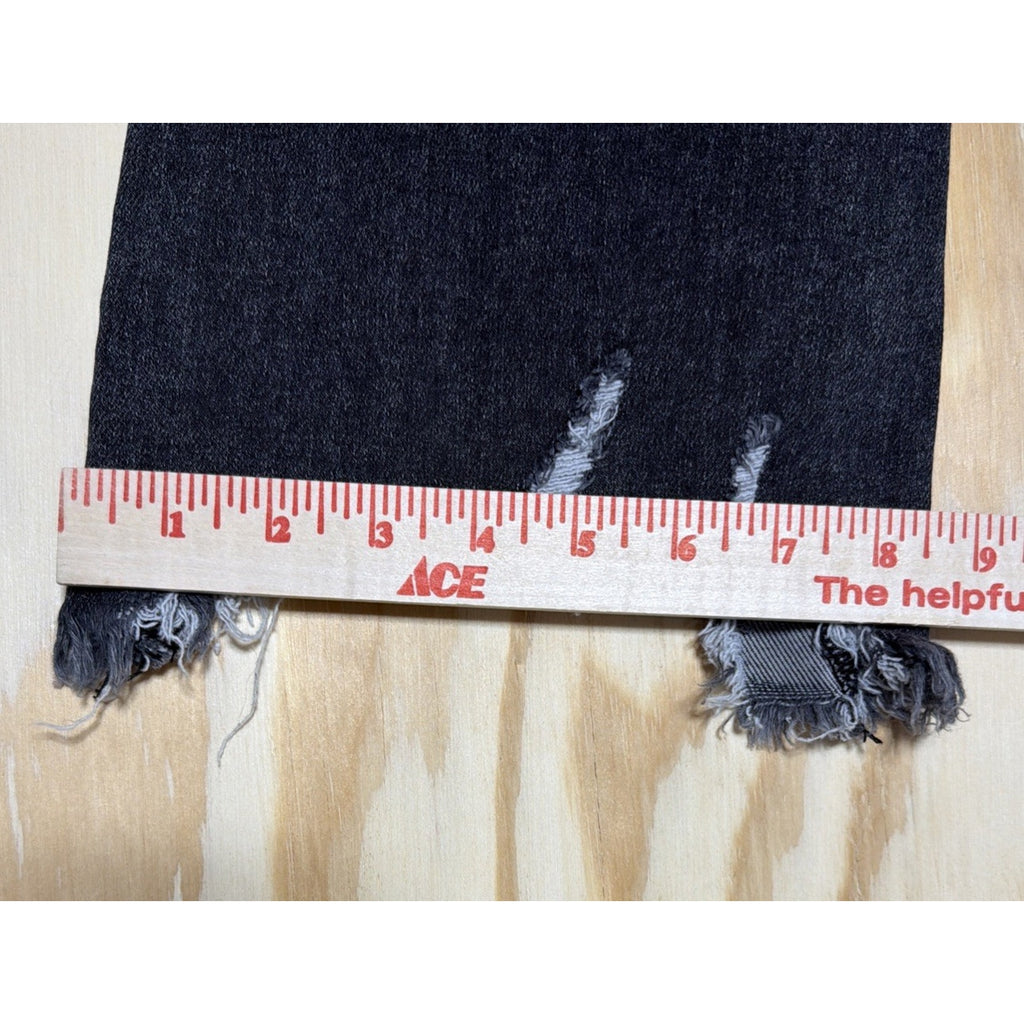 RISEN Raw Hem Cropped High Rise Flared Leg Black Washed Denim Jeans 5/27