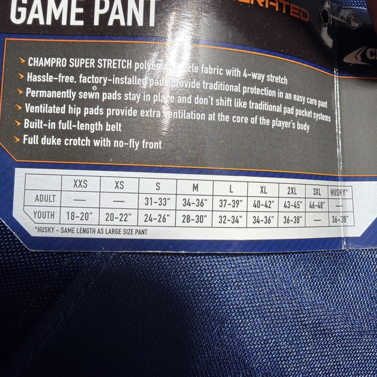 New Champro Adult Terminator Integrated Football Pants - Navy Blue 2X NWT