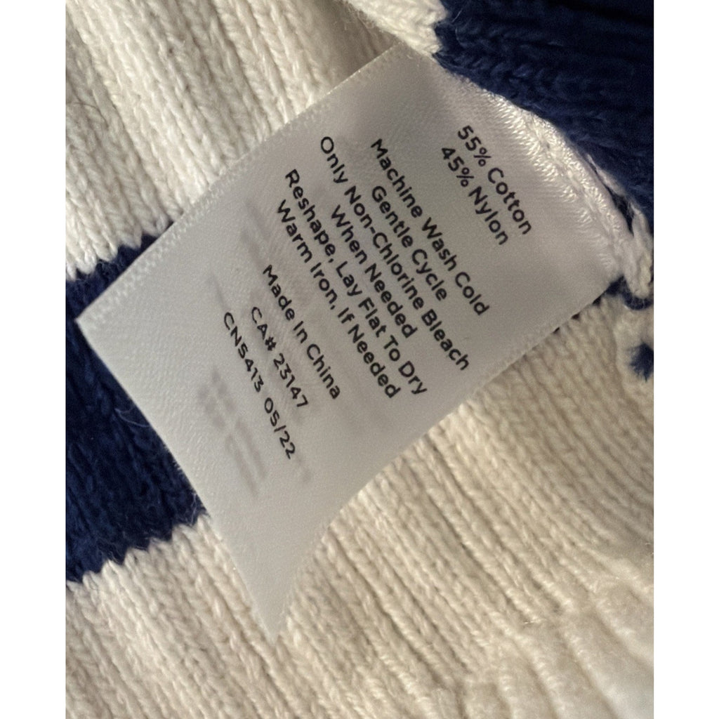 NWT TALBOTS IVORY/MULTI BLUE BRETON STRIPED V-NECK SWEATER SIZE SMALL PETITE
