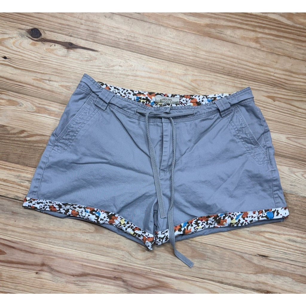Natural Reflections Shorts Womens size 12 Gray Chino with Drawstring