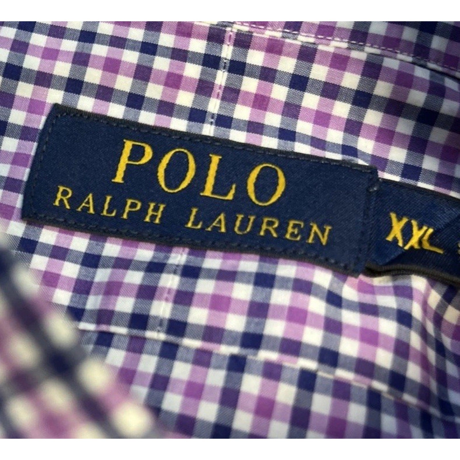 Polo Ralph Lauren Shirt Mens XXL Purple Gingham Check Long Sleeve Pony Button Up