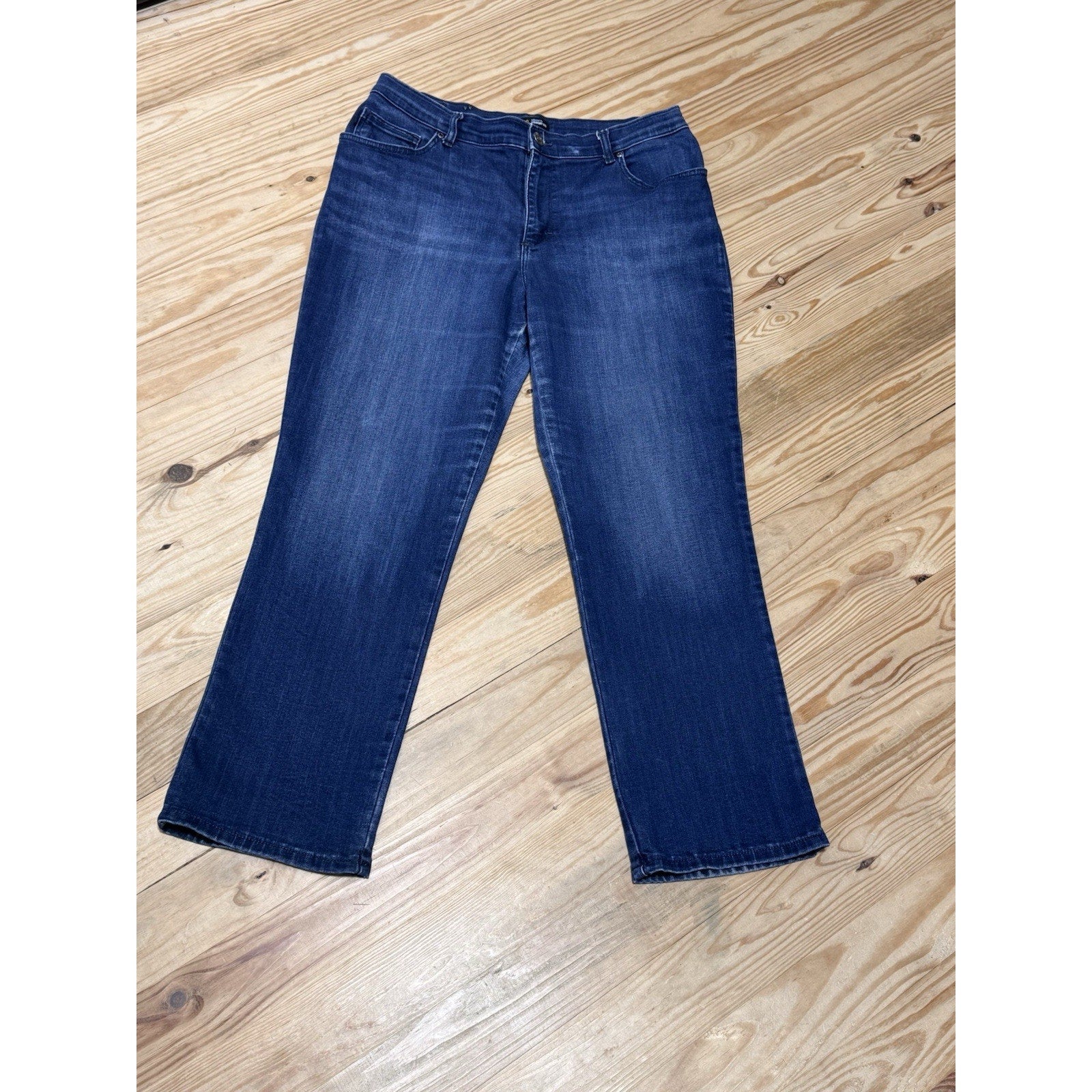 Lee Relaxed Fit Straight Leg Blue Jeans Dark Wash High Rise No Tag 32 X 27 1/2