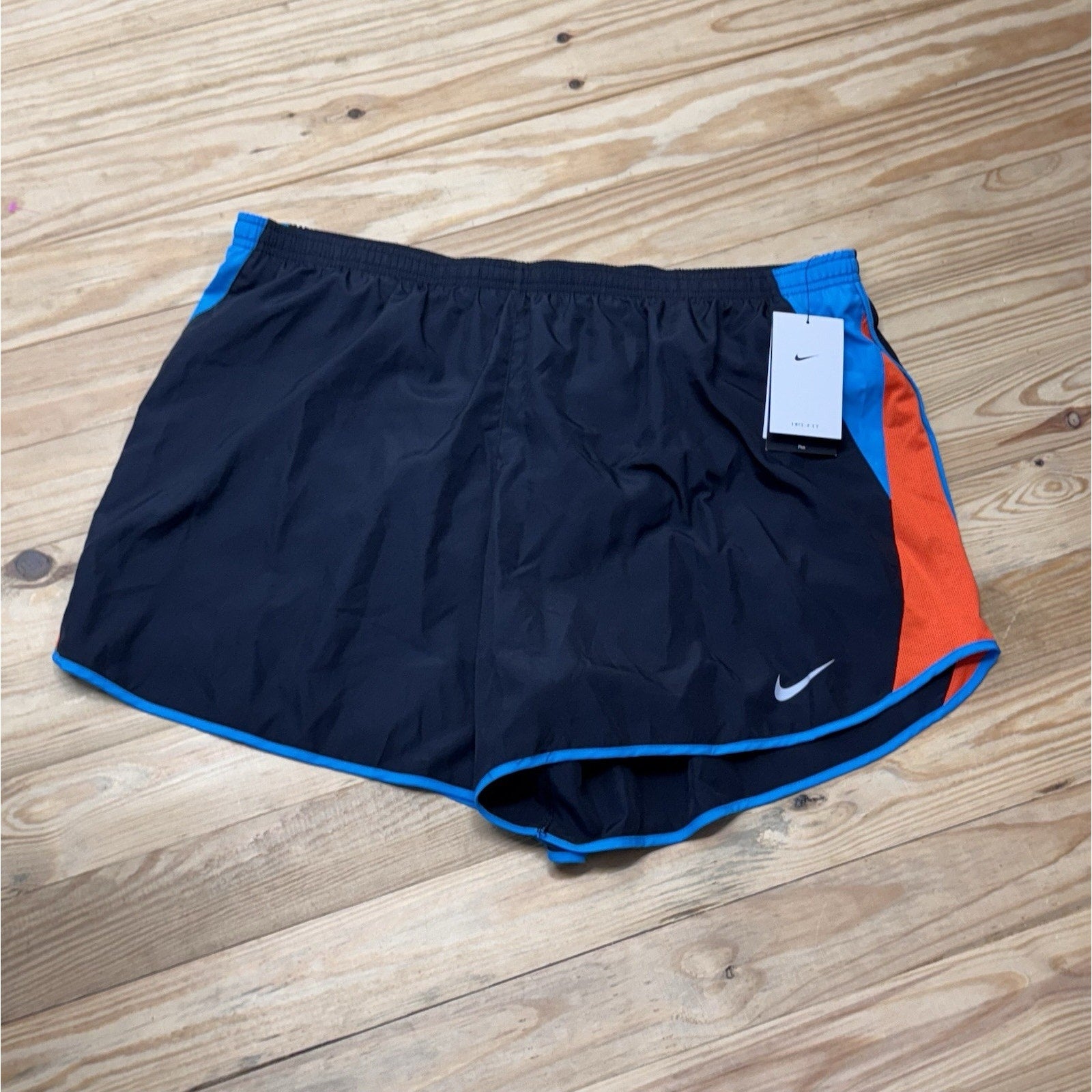 WOMEN'S NIKE DRI-FIT Running SHORTS BLACK BLUE ORANGE DH2563-042 SIZE 1X NWT