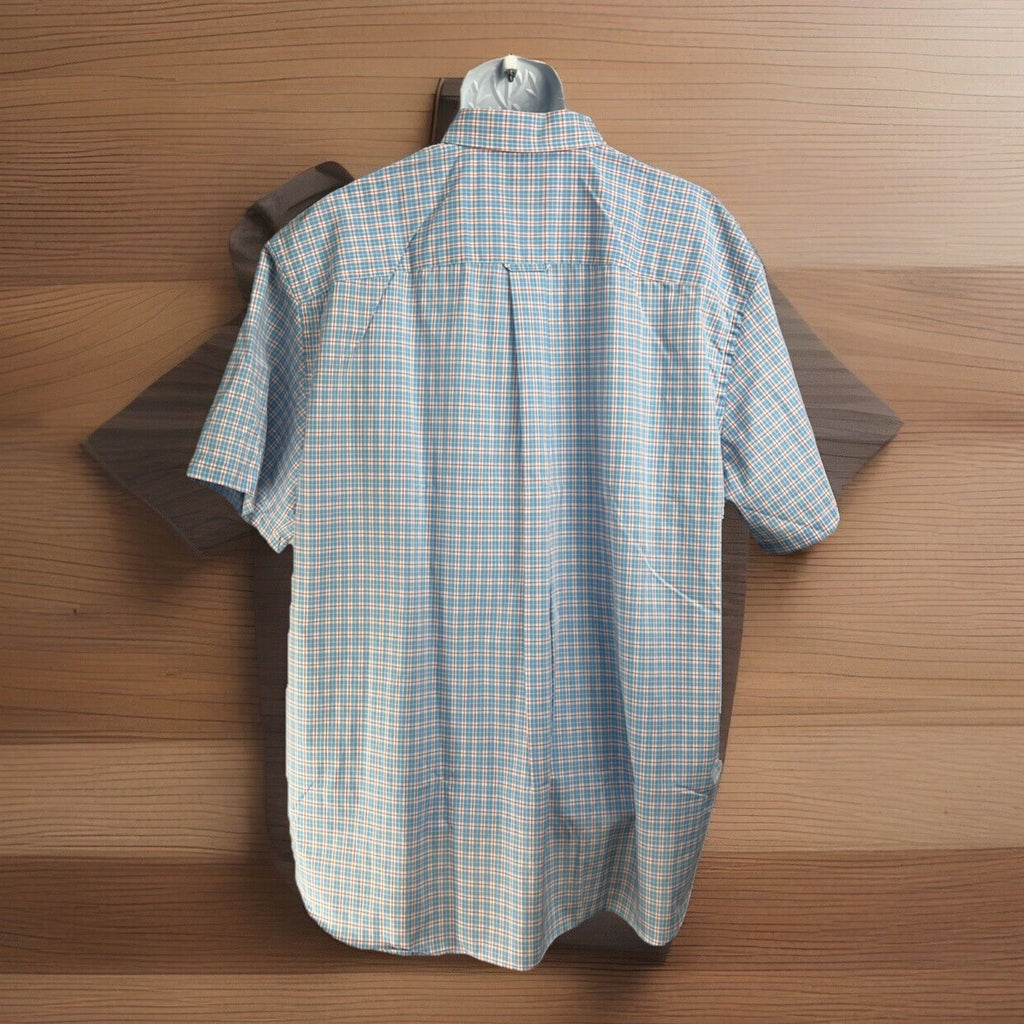 NWT Saddlebred Men's Classic Fit Sky Blue Gingham Short-Sleeve Button-Up Size 2X